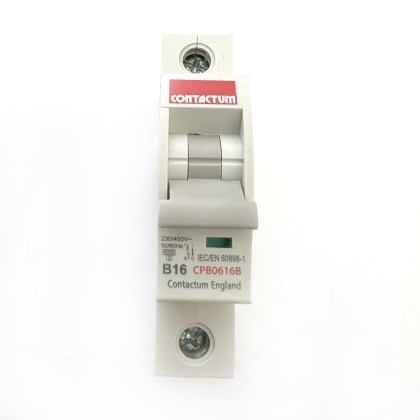 Contactum CPB0616B B16 16A 16 Amp Grey Toggle MCB Circuit Breaker Type B